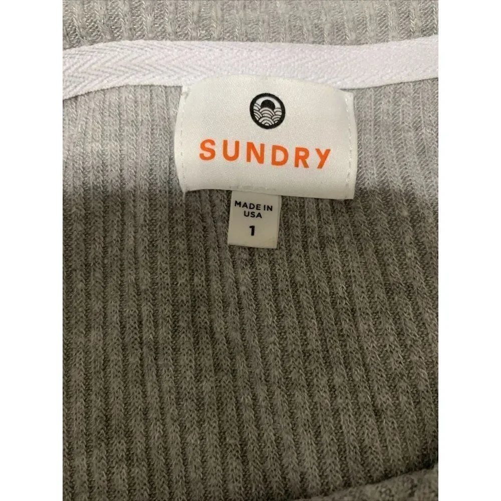 sundry womens solid gray long sleeve oversized sweater top 1 small